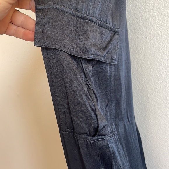 ANTHROPOLOGIE TINA+JO BLUE SATIN CARGO JOGGERS - Picture 3 of 4